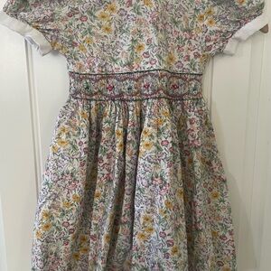 Vintage Girls Floral Smocked Dress Size 4/5 CottageCore Jeffrey Ohrenstein